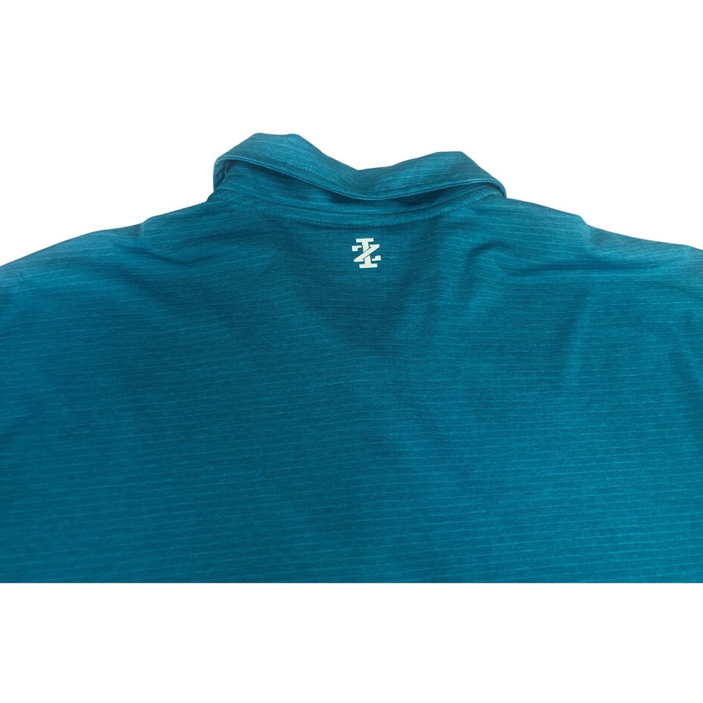 IZOD Golf Mens Performance Polo Shirt Teal Blue Micro Stripe Large Activewear - Picture 9 of 9